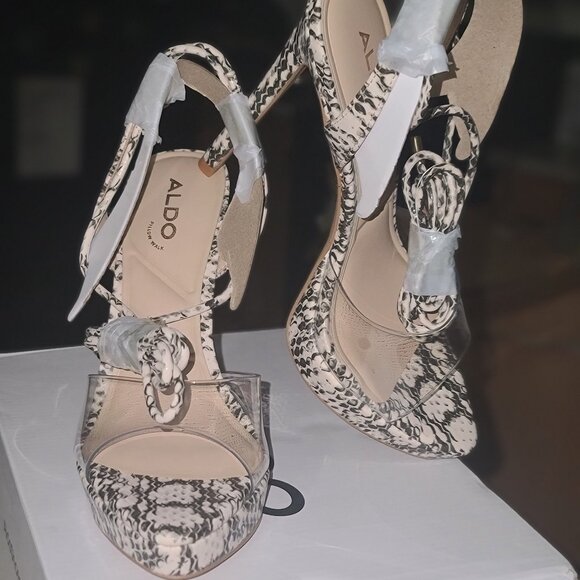 Snake print stiletto platform heels - Picture 1 of 5